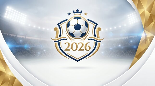 Soccer 2026 tournament logo with stadium background digital art stadium lights sporting event competition logo championship logo international soccer