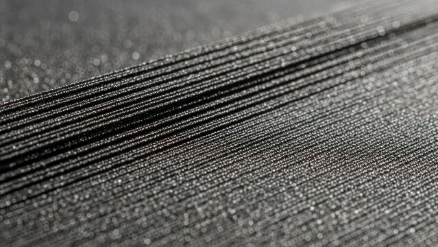 Abstract macro close up of black textured parallel paper edges.