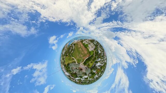 Tiny planet aerial video Key West Truman Waterfront Park