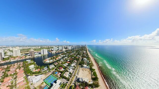 Aerial video single family homes on the beach to mega skyscrapers Sunny Isles Miami Florida 2026