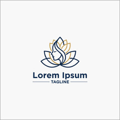 Fototapeta premium Elegant Lotus Logo Design Featuring a Woman's Silhouette in Minimalist Style