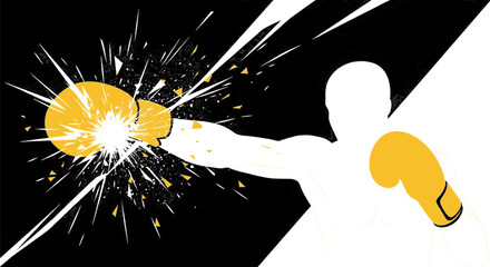 Boxing Punch. Silhouette Boxer. Dynamic Impact. Action Shot. Sports Concept. © khafid