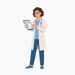 Fototapeta premium Doctor using tablet computer showing medical data and charts