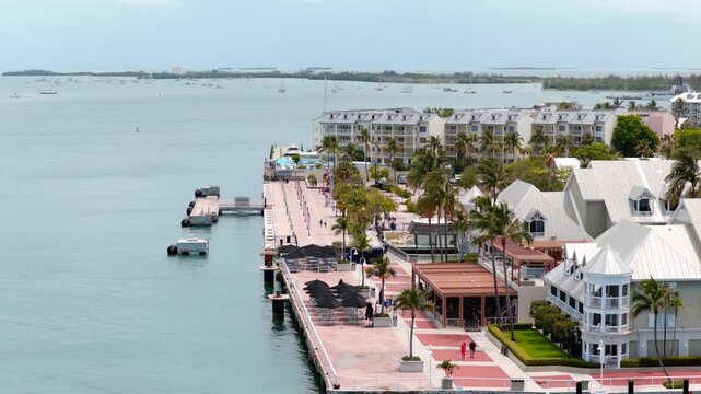 Aerial static drone clip Mallory Square Key West Florida 2026