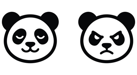 Contrasting panda emotions happy and angry facial expressions © MOTIUR