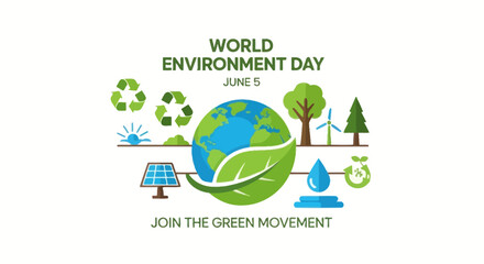 Fototapeta premium World Environment Day Concept: Eco-friendly Earth, Renewable Energy, Nature Conservation
