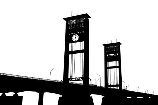 Silhouette of Jembatan Ampera Over Musi River