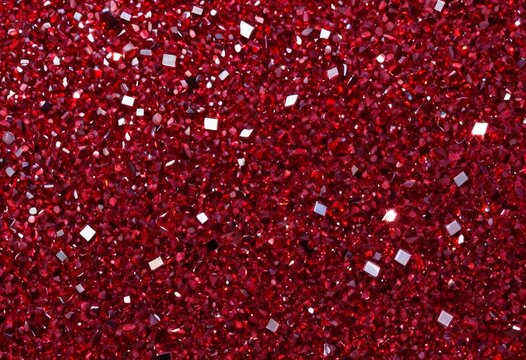 Background of closely packed red rhinestones and sparkling glitter