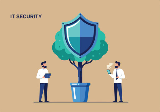 IT Security Concept. Data Protection Illustration. Cybersecurity Flat Design. Digital Privacy for Business.