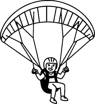 Illustration of Person Paragliding with Open Parachute Above.