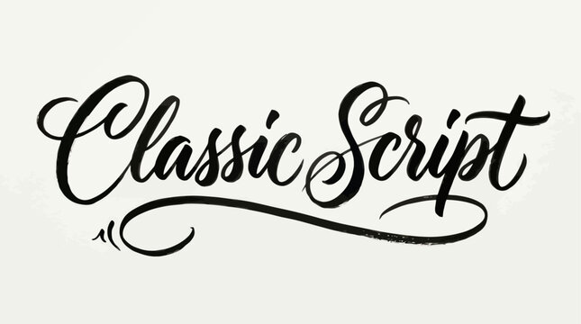 Classic script lettering, elegant calligraphy font, hand-drawn vintage design