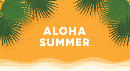 Aloha Summer Banner. Vector Illustration. Flat Minimalist. Smooth Texture. Web Background. © khafid