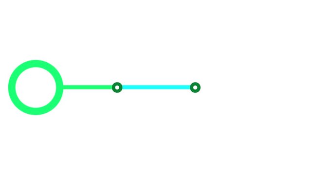 Clean, simple animated horizontal timeline expanding with glowing color gradients and small circular nodes. Perfect for progress visualization.
