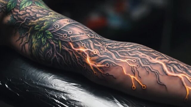 Nature technology fusion arm tattoo