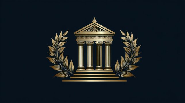 Golden classical building logo design