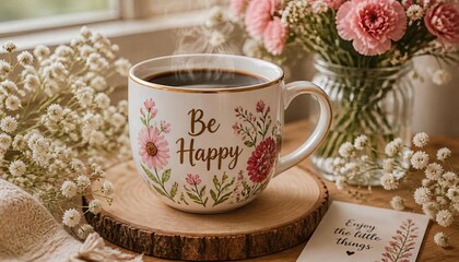Fototapeta premium A cozy white ceramic mug with 