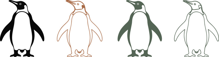 Four Penguin Illustrations in Different Styles bird © Chayan