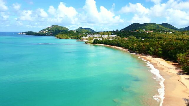SAINT LUCIA VIEW FROM ABOVE CHOC COAST LINE HEADING TO GROS ISLET 4K