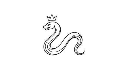 Fototapeta premium Serpentine Creature with Crown Illustration