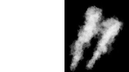 Atmospheric white smoke plumes on black background, realistic steam trails and vapor clouds, ethereal fog texture for overlay effects © Anamul