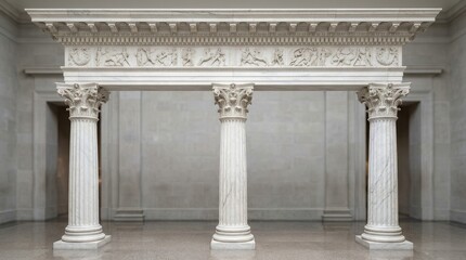 Obraz premium Ornate Classical Marble Column and Frieze Detail in Ancient Architectural Interior