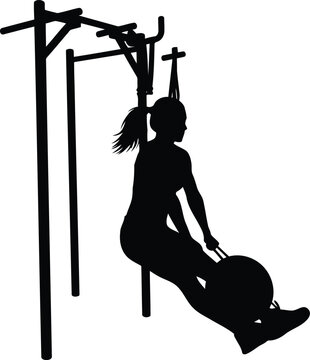 Silhouette of child on playground monkey bars isolated on white background