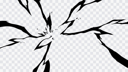 Abstract manga lightning effect with sharp black electric bolts converging toward the center. © Oleg