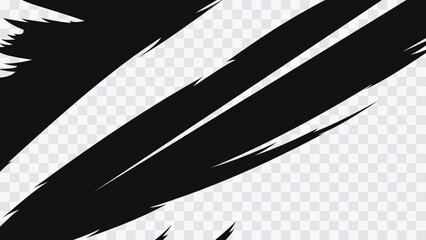 Abstract manga speed streaks isolated on transparent background. Dynamic black motion slashes with sharp diagonal lines for comic action and anime effects. © Oleg