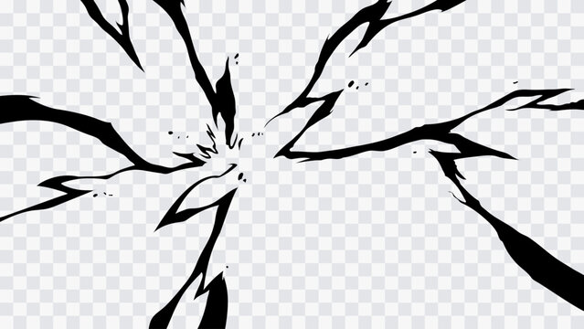 Abstract manga lightning effect with sharp black electric bolts converging toward the center.