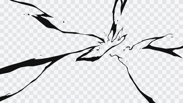 Stylized anime lightning burst with dark electric streaks rushing into a central point. High energy manga overlay effect isolated on transparent background.