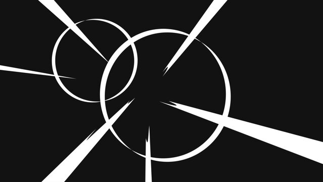 Abstract manga motion effect with circular focus rings and sharp energy streaks. Dynamic anime style overlay isolated on transparent background.
