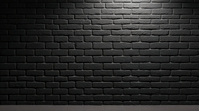 Black brick wall texture dark background rough masonry surface seamless pattern subtle light urban backdrop empty space monochrome design copy space