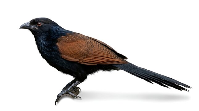 Greater Coucal bird isolated on white background.