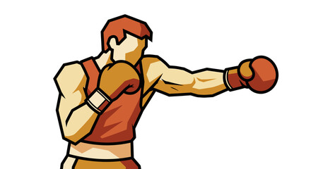 Boxer Male Athlete Throwing a Powerful Punch in Intense Training © Totok