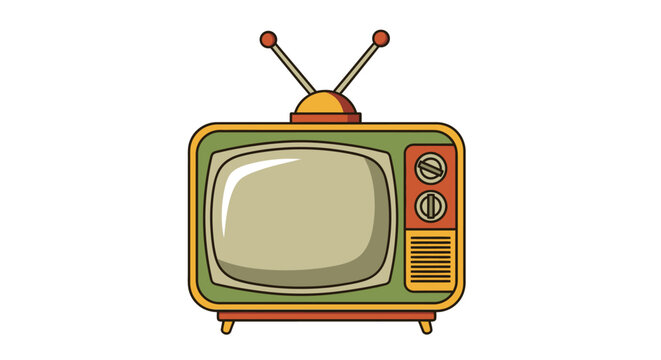 Retro Television Set with Antenna Vintage Old Fashioned Entertainment