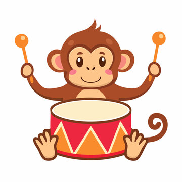 Cute Monkey Playing Drum