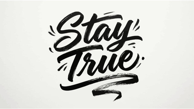 Stay True Hand Lettering Typography Calligraphy Quote