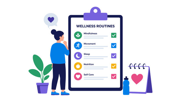 Person Interacting With Wellness Habit Checklist On Clipboard.