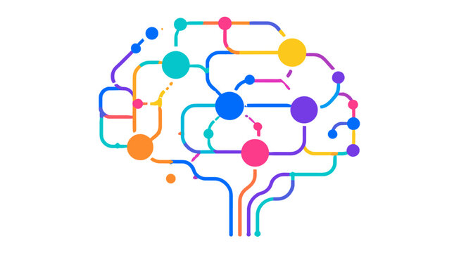 Colorful Brain Circuitry Concept Illustration Artwork.