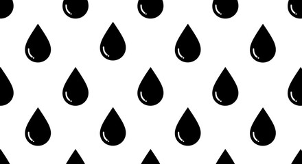 Fototapeta premium Seamless pattern of black water drops on white background