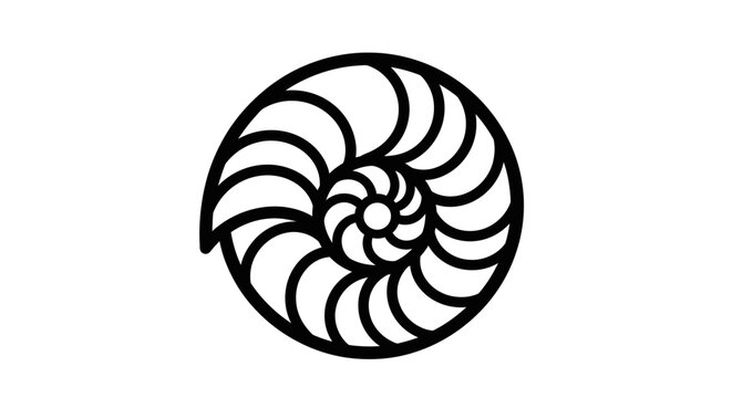 Minimalist nautilus shell line art logo on white background