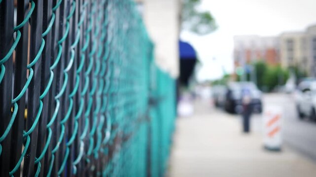 Crime Documentary Scene Setter - Perimeter Fence in City Area