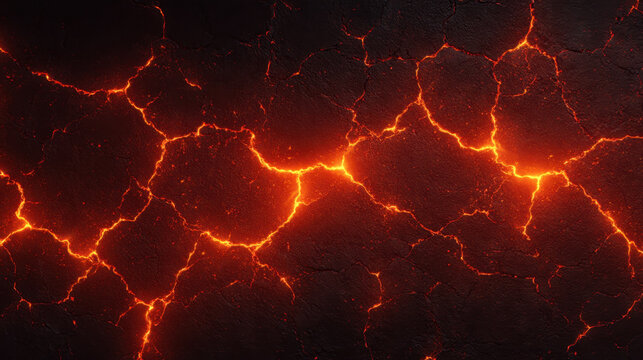 Lava texture glowing crack hot surface molten rock dark background fire light volcanic rock heat magma abstract background ember orange red black texture pattern crack fissure rough surface