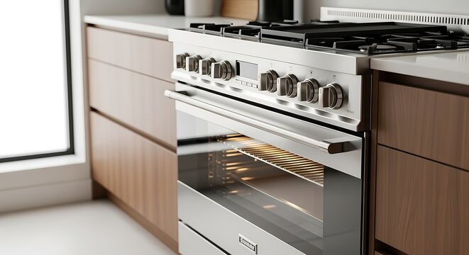 Modern kitchen oven and stove.