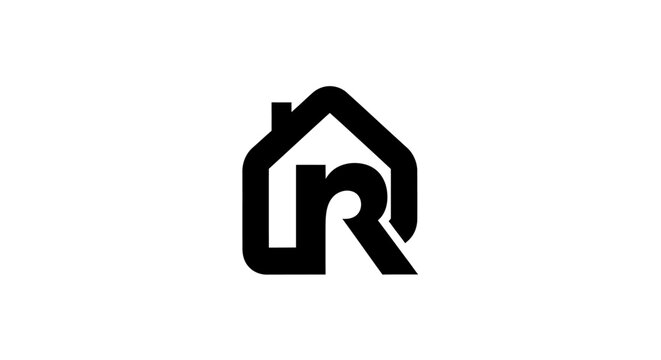 Minimalist letter R house logo for real estate brand