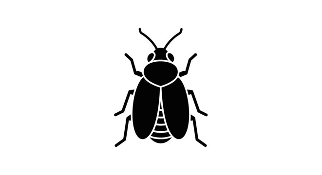 Black beetle insect silhouette isolated on white background