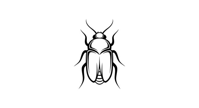 Black beetle line art illustration isolated on white background