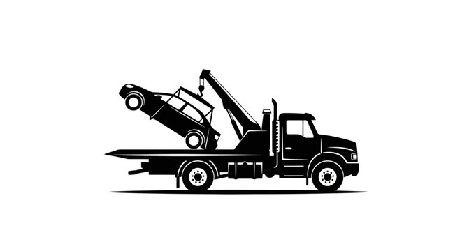 Tow truck lifting a car.