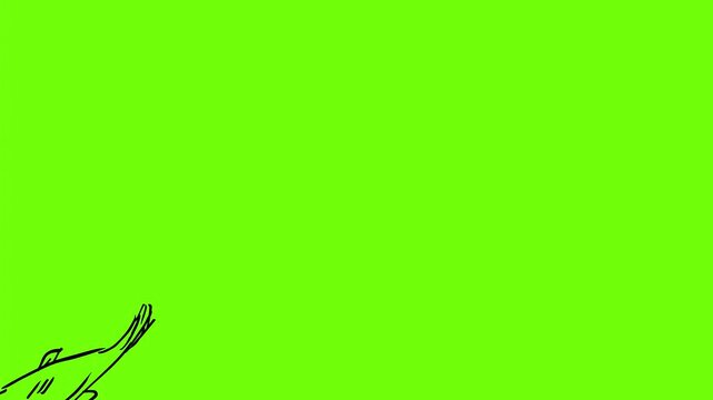 2d Animation motion graphics drawing of a koi fish swimming diagonal from top to bottom on white, black and green screen in 4K ultra-high-definition.