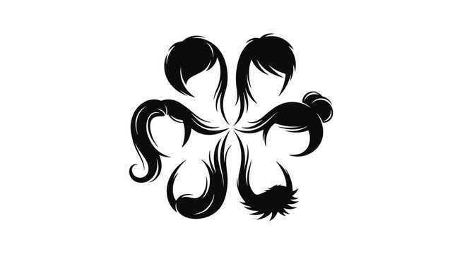 A stylized illustration of four women's hairstyles.
